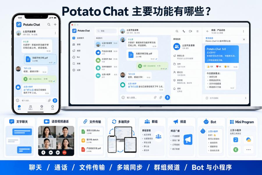 Potato Chat 群组频道 Bot 和小程序功能